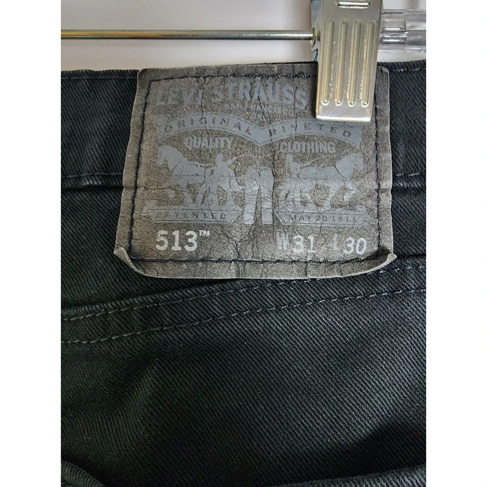 Levi Strauss‎ 513 Mens Black Denim Jeans W31 L30 Straight Fit